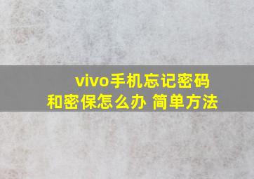 vivo手机忘记密码和密保怎么办 简单方法